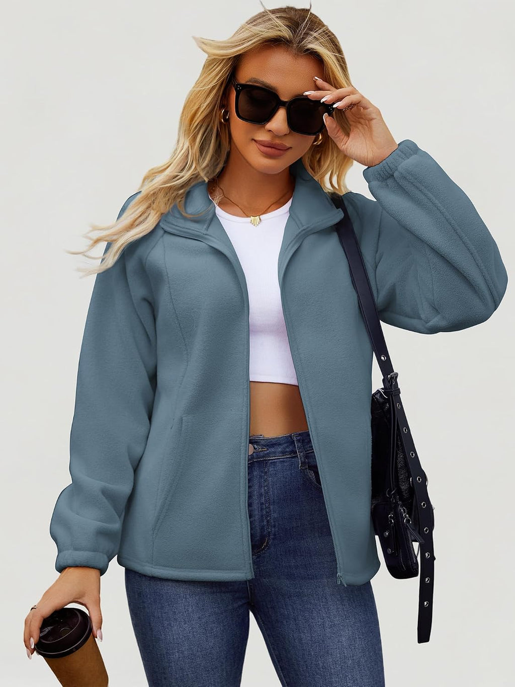 UEAL Womens Zip Up Fleece Jacket