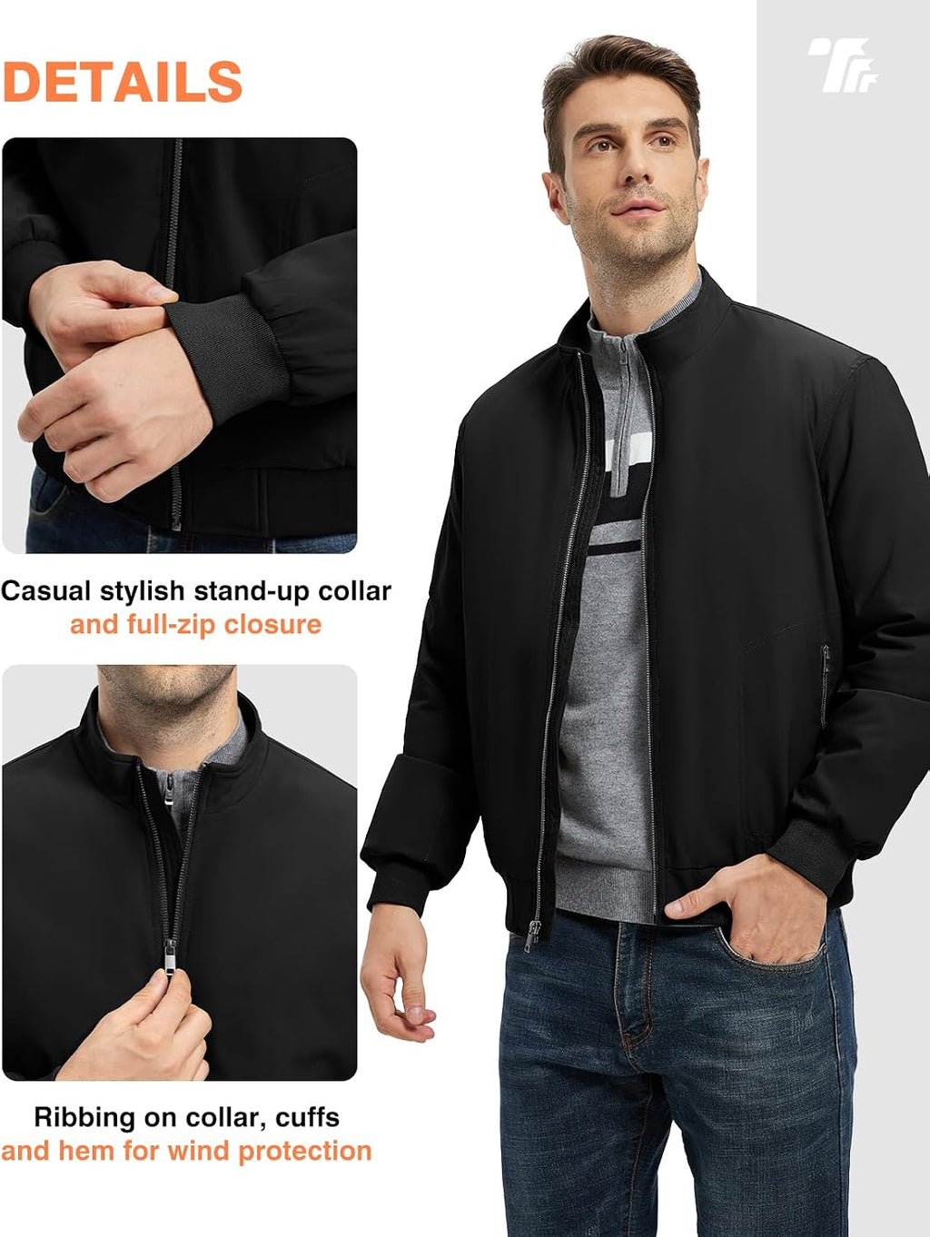 TBMPOY Men's Winter Jackets Bomber Padded Casual Windbreaker Warm Fall Coat