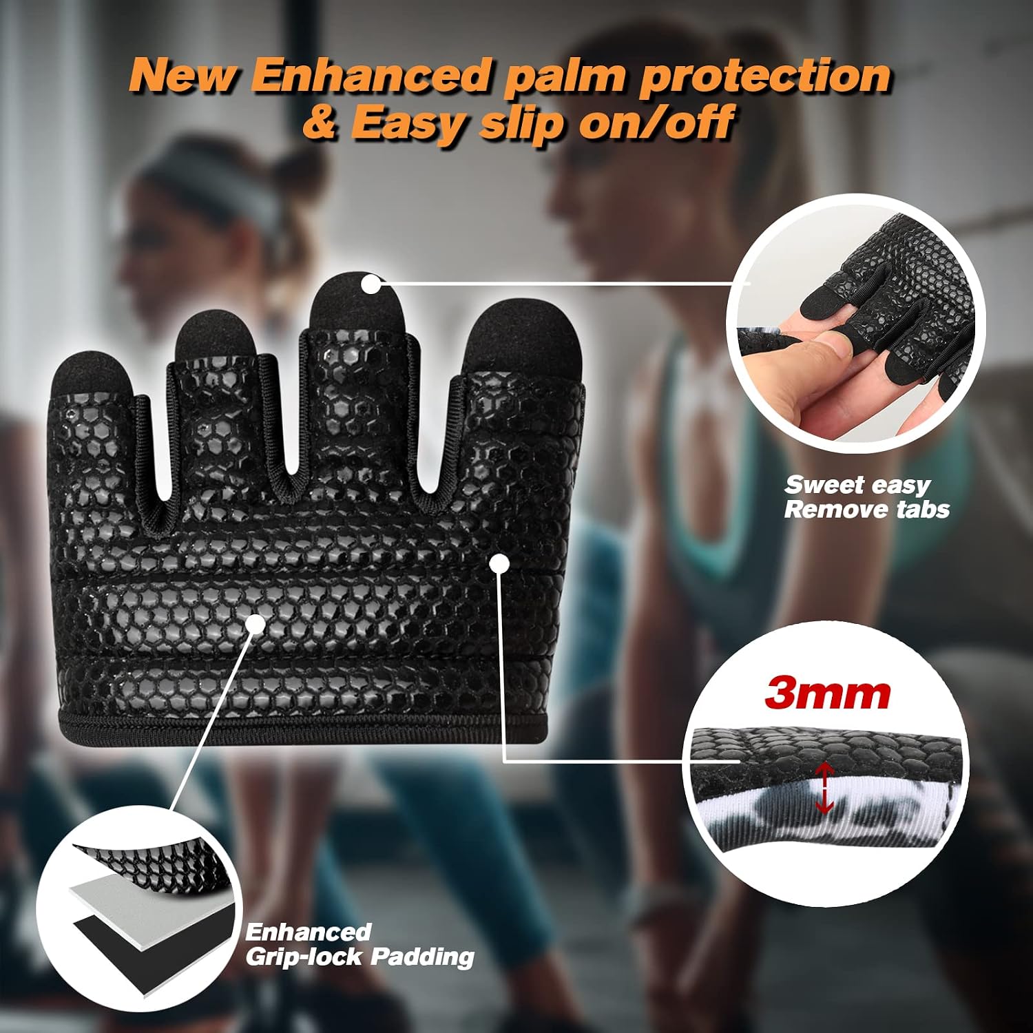 Minimal Workout Gloves for Women Men, Micro Fingerless Gym Gloves Grip Pads