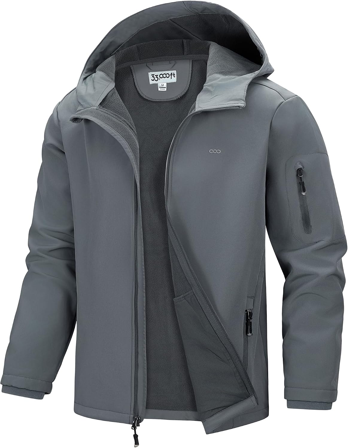 33,000ft Men's Hooded Fleece Lined Rain Shell Jacket Waterproof Lightweight