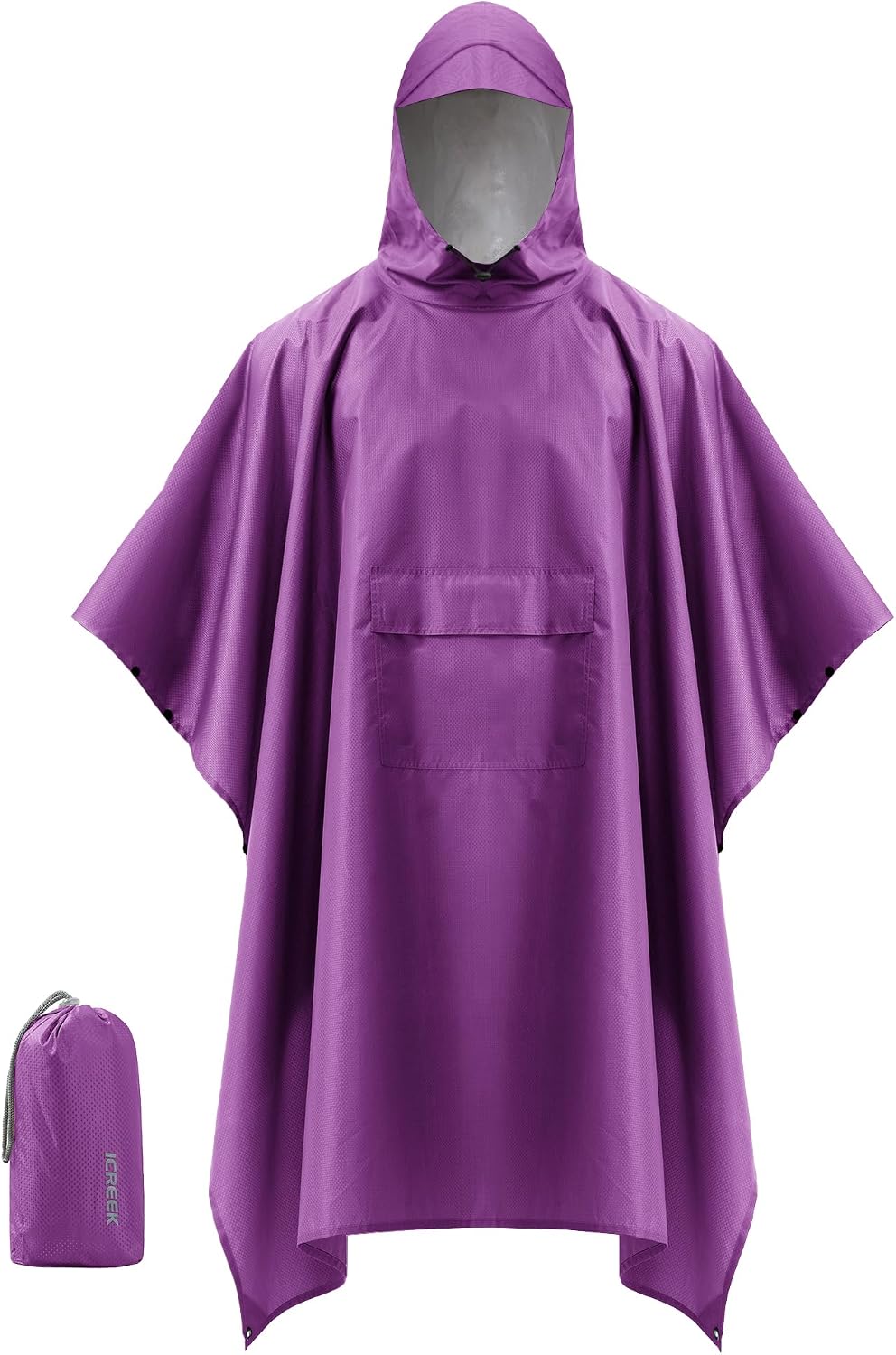 iCreek Hooded Rain Poncho Packable Waterproof Unisex Raincoat with Pocket