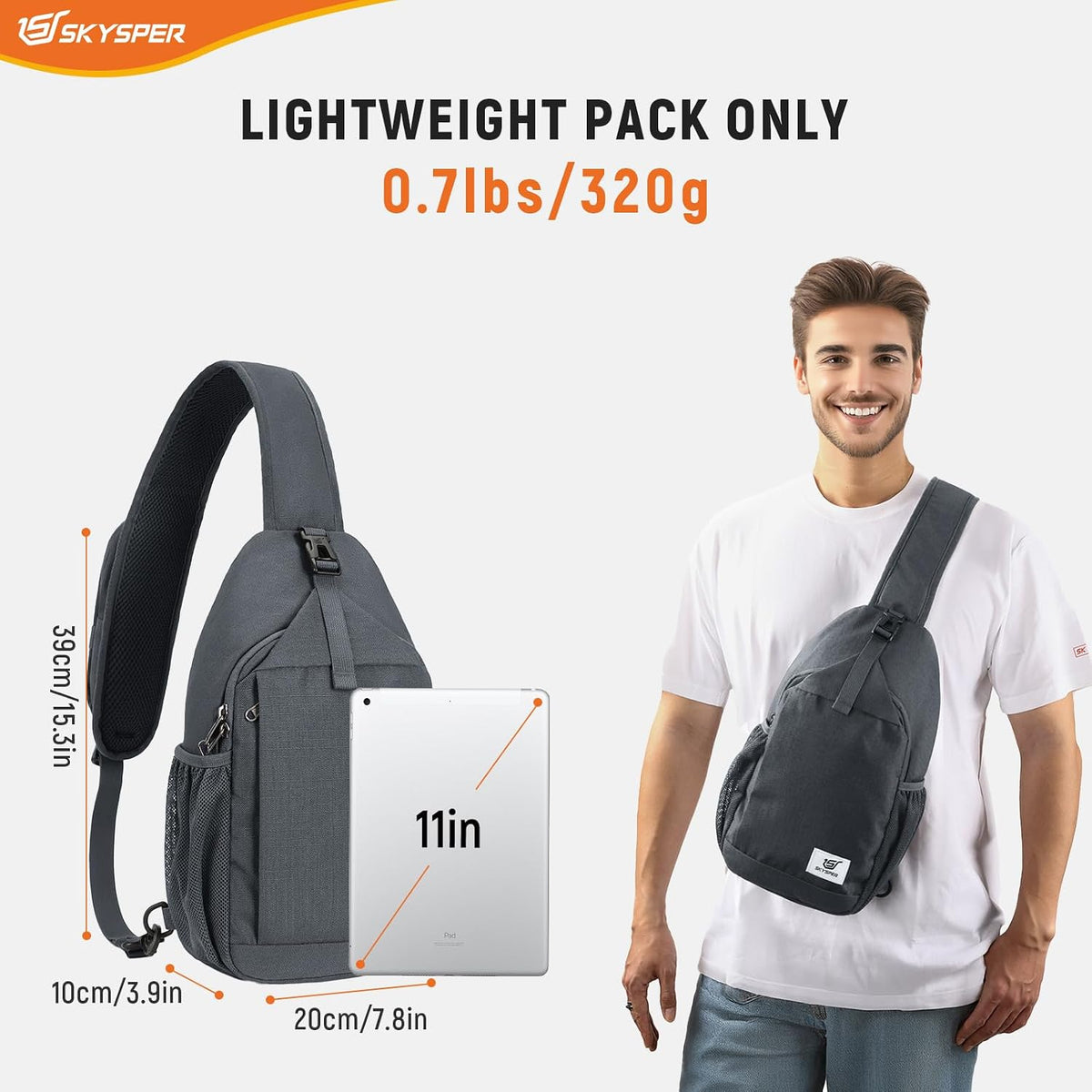 SKYSPER Sling Bag RFID Cross Body Bag Recycled Crossbody Backpack Travel Daypack