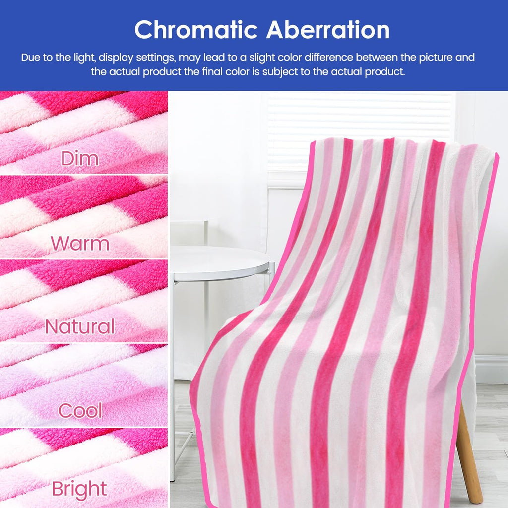 JML Microfiber Bath Towels, 2 Pack, 30" x 60", Cabana Stripe Pink