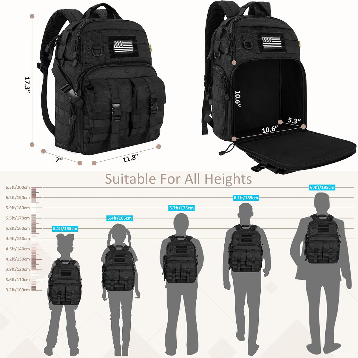 TORIBIO Camera Tactical Backpack Bag for DSLR/SLR/Mirrorless Photography