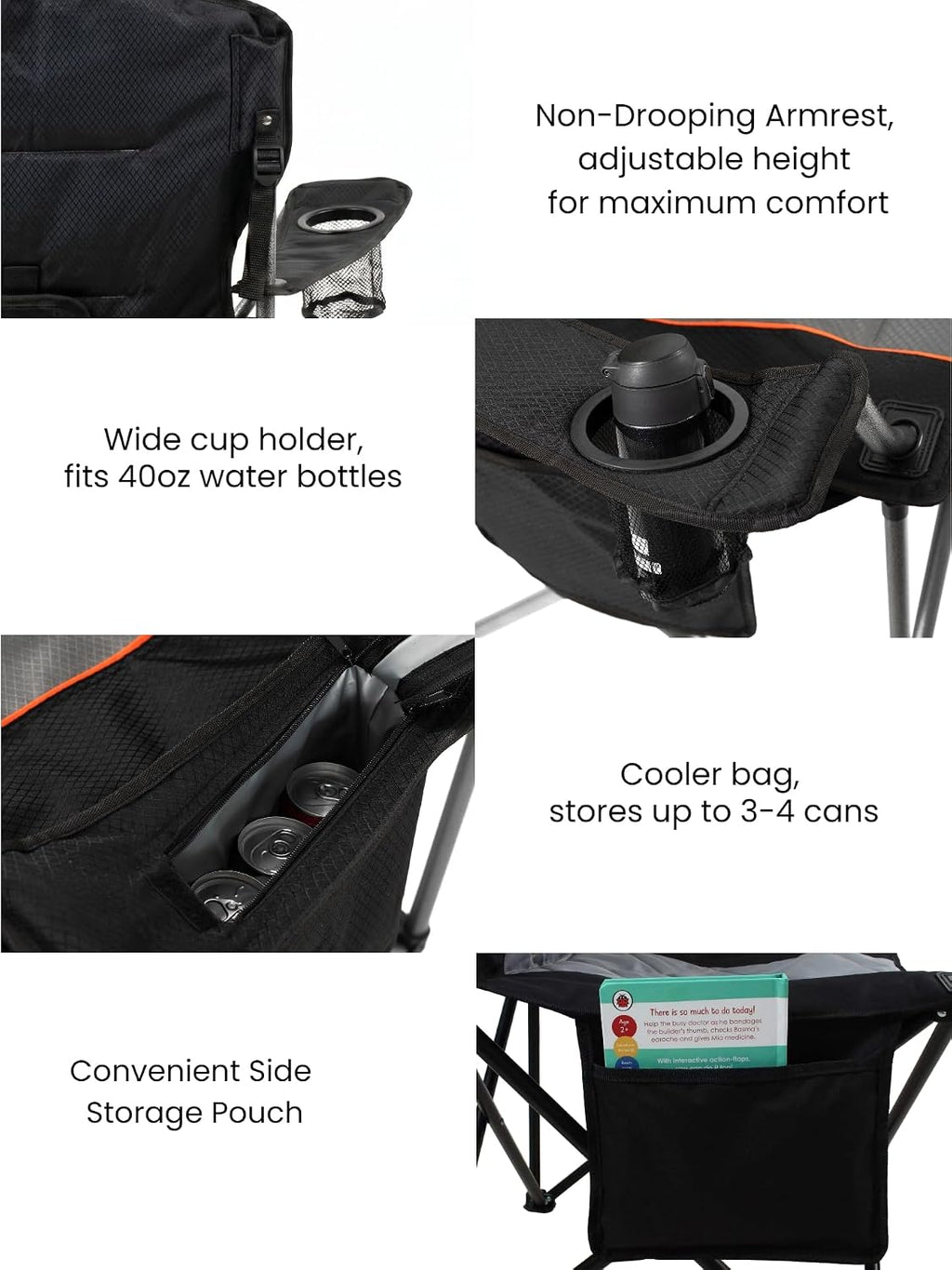 FAIR WIND 2-Pack Padded Oversized Camping Chair Heavy Duty for Adults