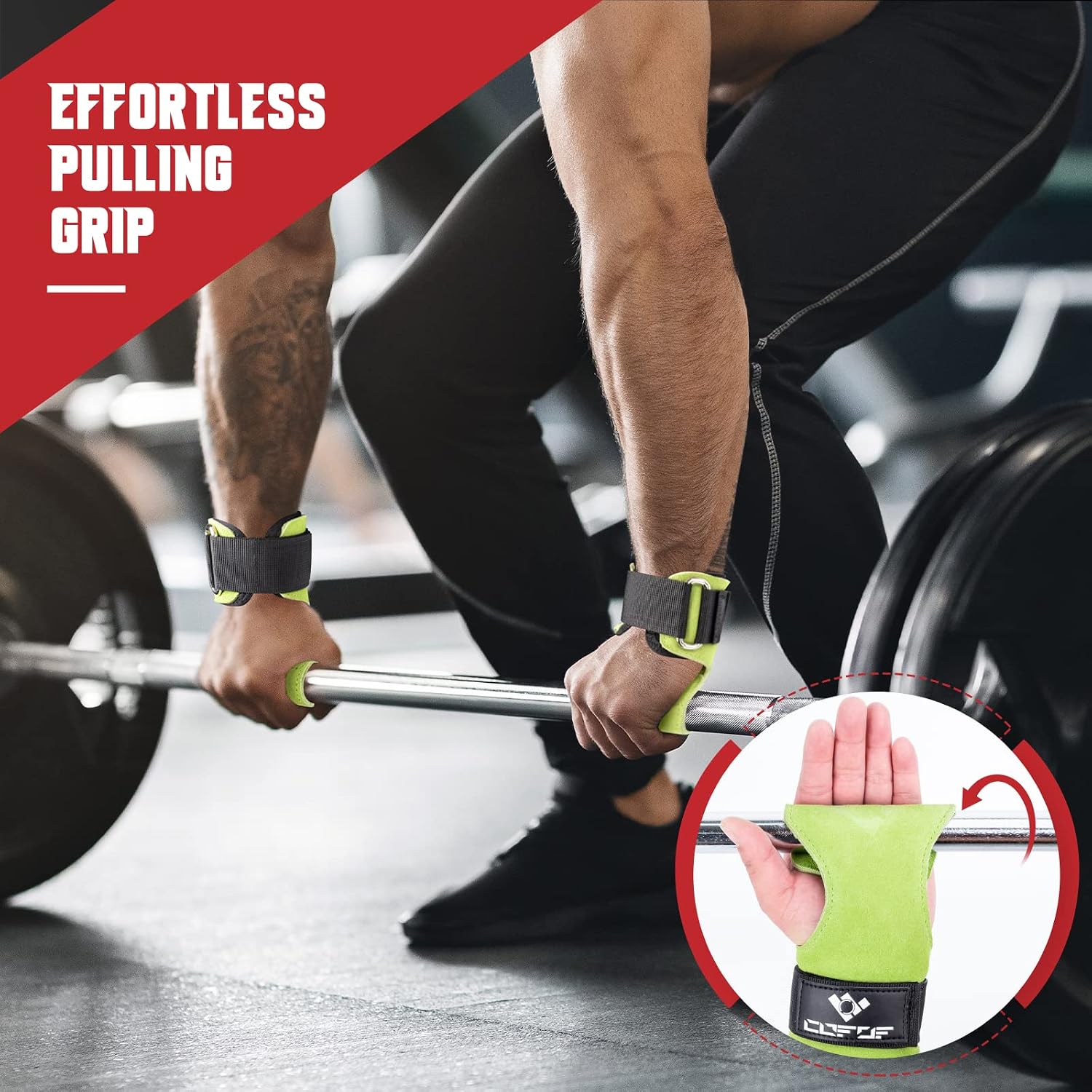 Weight Lifting Wrist Strap, Double-Layer Leather for Deadlift Powerlifting