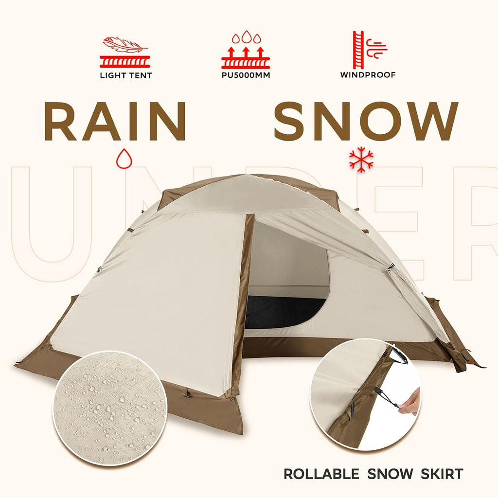 1/2 Person 4 Season Backpacking Tent, Lightweight Waterproof Winter Tent