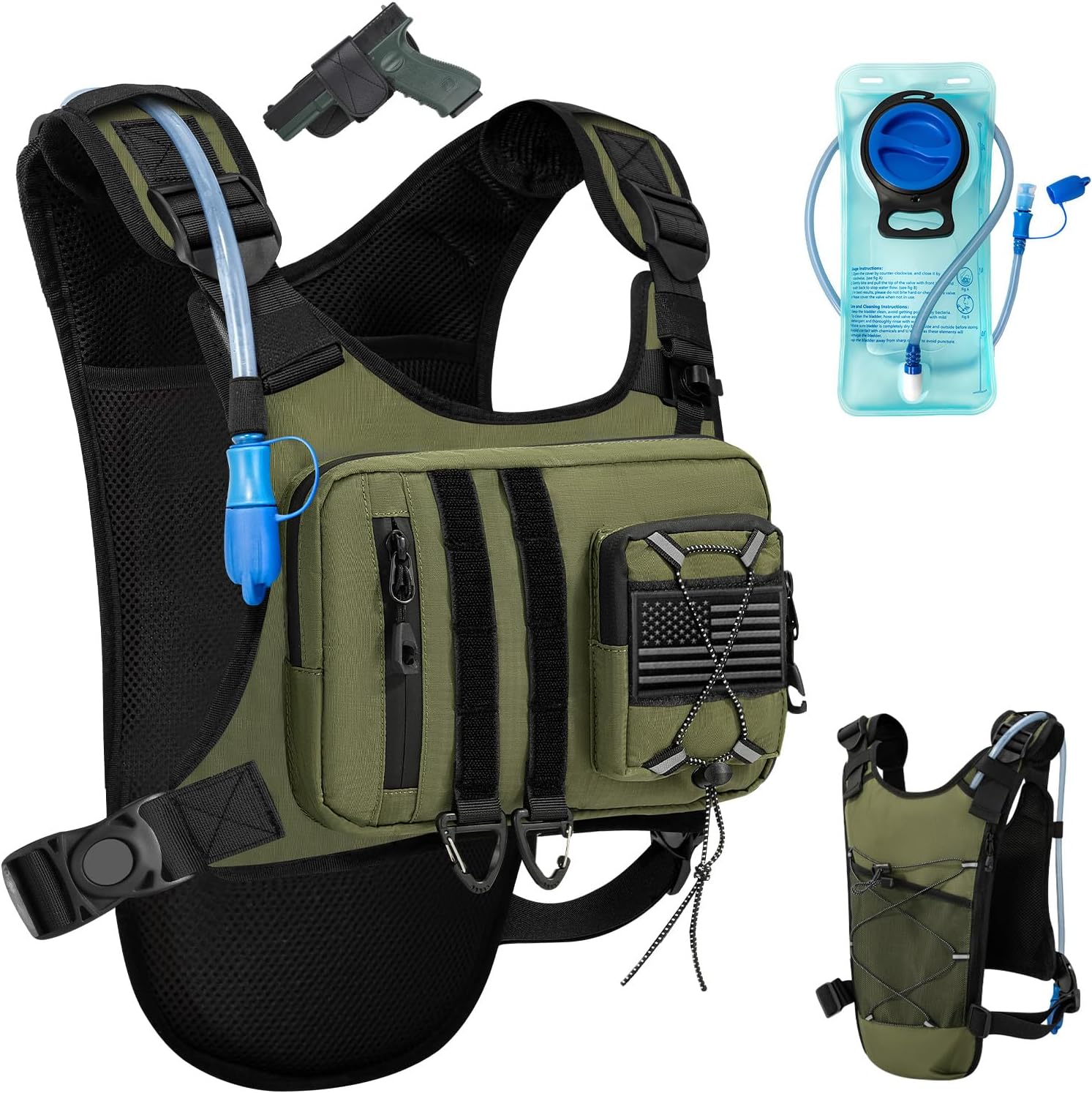 Outdoor Hydration Vest for Running & Hiking, Lightweight Breathable Water Backpack with 2.0L Bladder, Bounce-Free Chest Pack for Marathon, Cycling, Trekking for Men and Women
