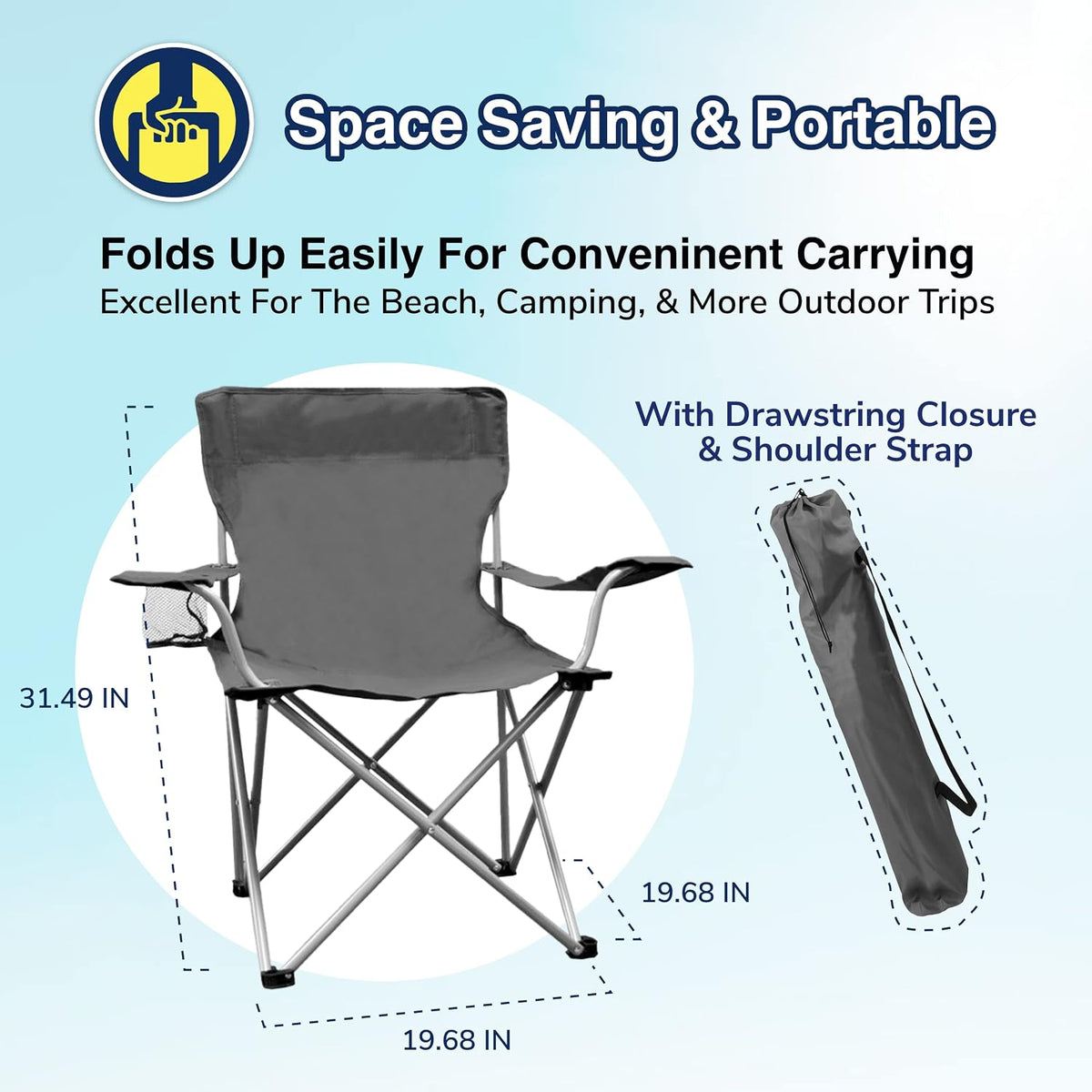 Weather Station Camping Chair, Lightweight and Portable Outdoor Folding Tailgate Quad Chair with Cup Holder and Armrests