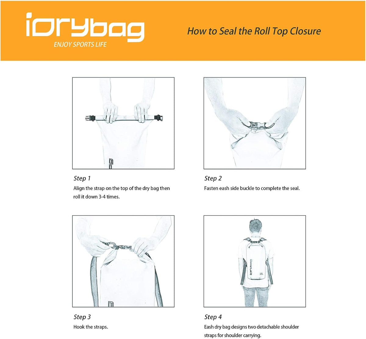 IDRYBAG Dry Bag for Kayaking Waterproof 2L/5L/10L/15L/20L, Small Dry Sack Waterproof Bag for Boating