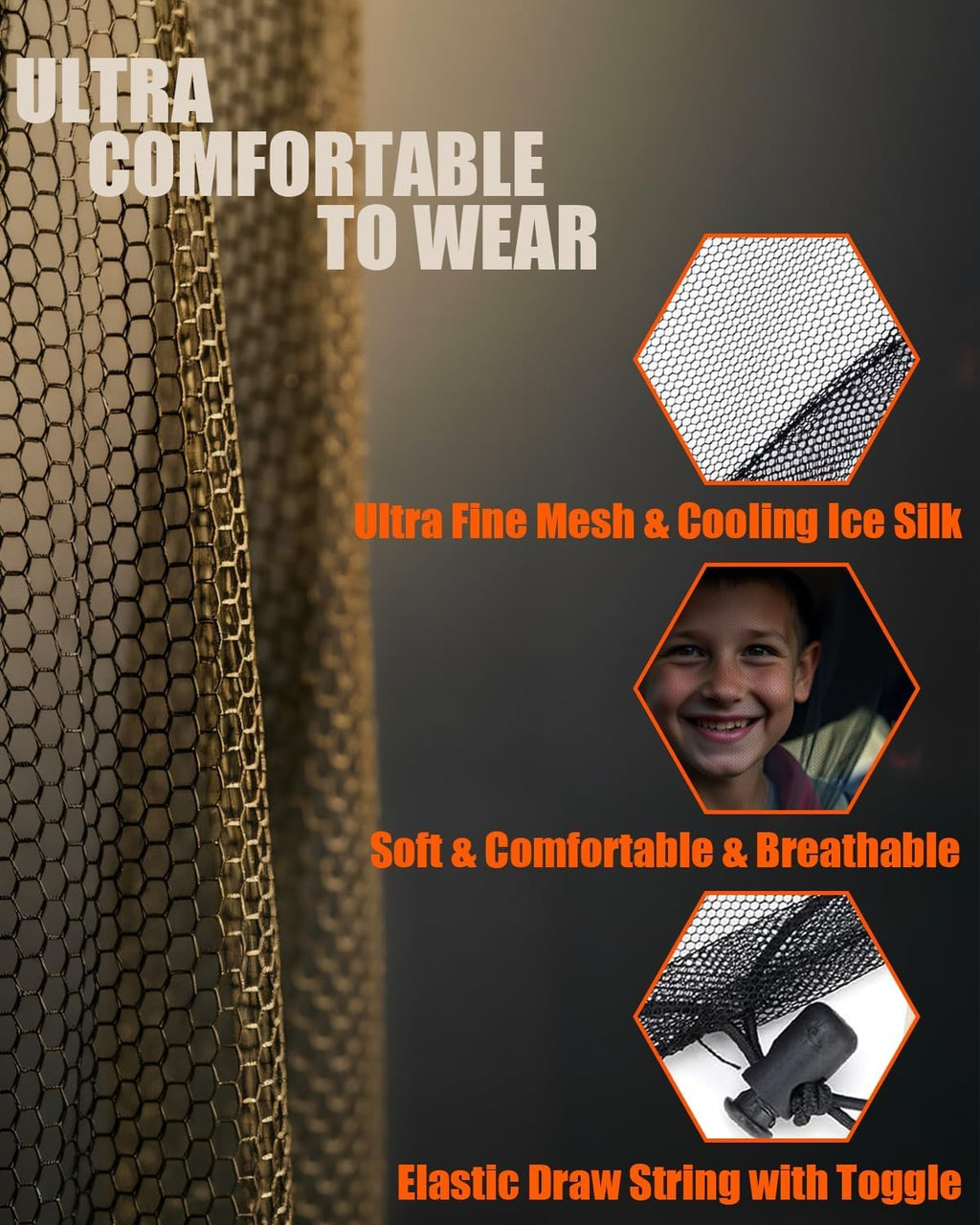 Mosquito Head Net,2 Pack Ultra Fine Ice Silk Cooling Large Long Mesh