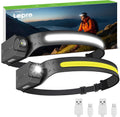 Lepro LED Rechargeable Headlamp Motion Sensor 230°Wide Beam Waterproof 2PC