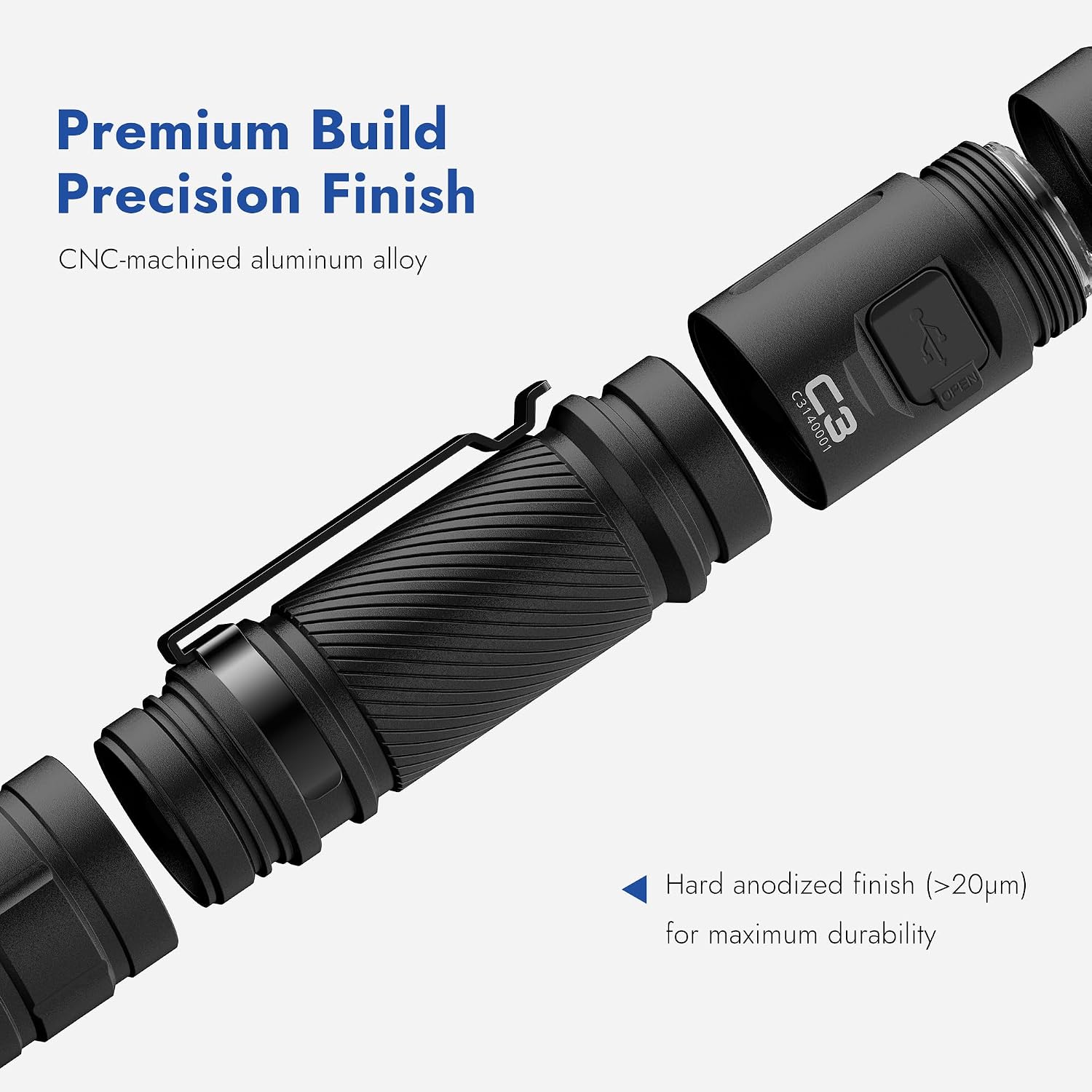 WUBEN C3 Flashlight 1200 High Lumens 6 Modes Rechargeable Flashlights