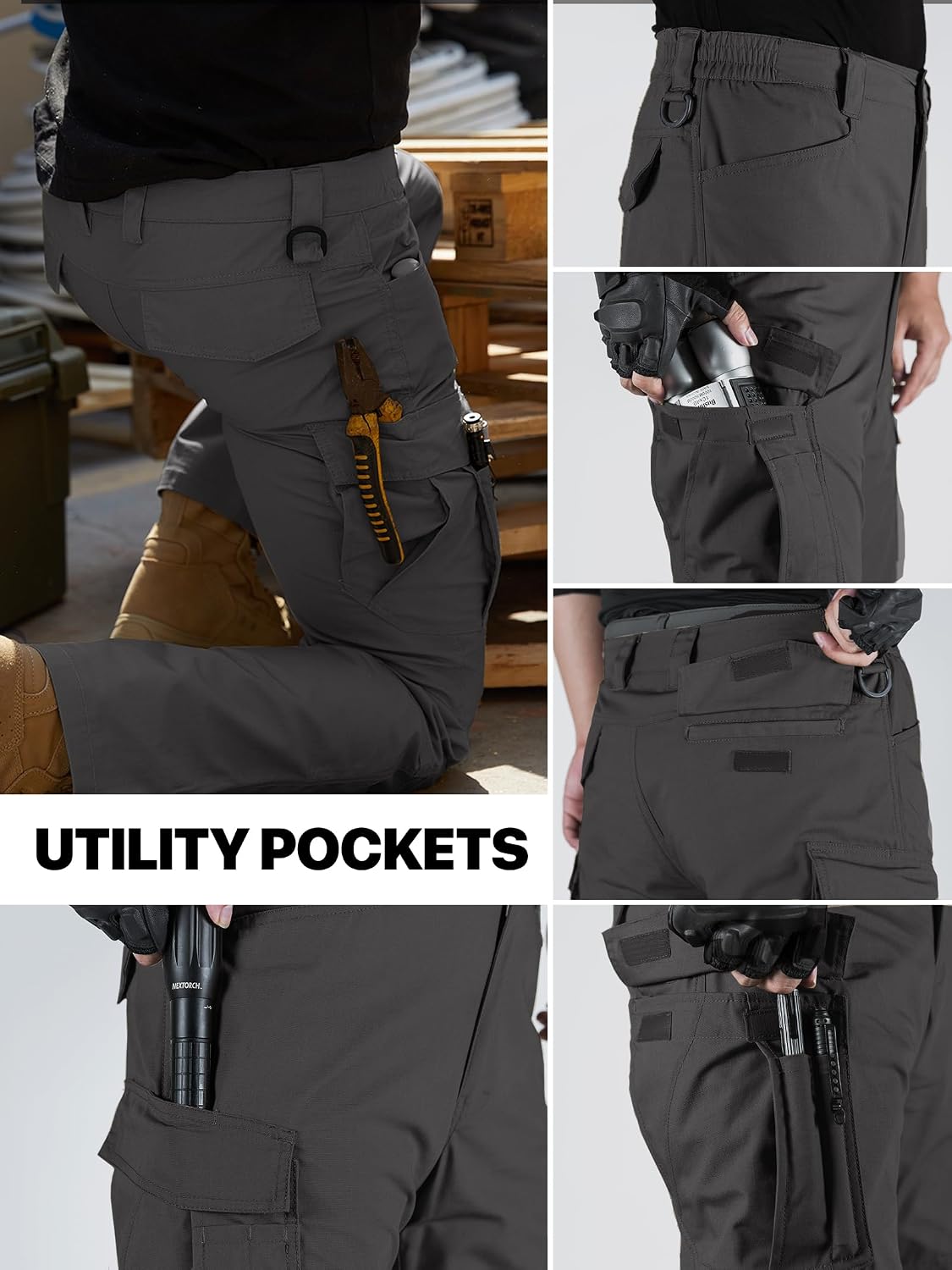 FREE SOLDIER Men's Tactical Pants Ripstop Work Cargo Hiking Pants