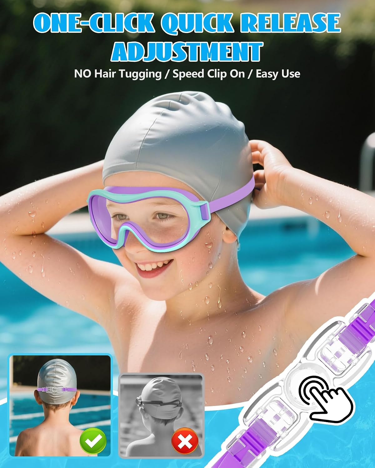 Aegend 2 Pack Swim goggles for Kids 3-15, Anti-Fog Anti-UV Wide Vision Waterproof, No leak Swimming goggles for Boys Girls