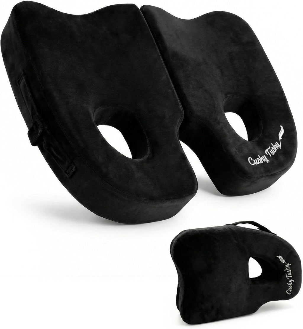 Cushy Tushy Premium Foldable Piriformis Seat Cushion - Piriformis Pain and Sciatic Pain Relief Cushion - for Home & Office Use, Perfect for Travel or Driving