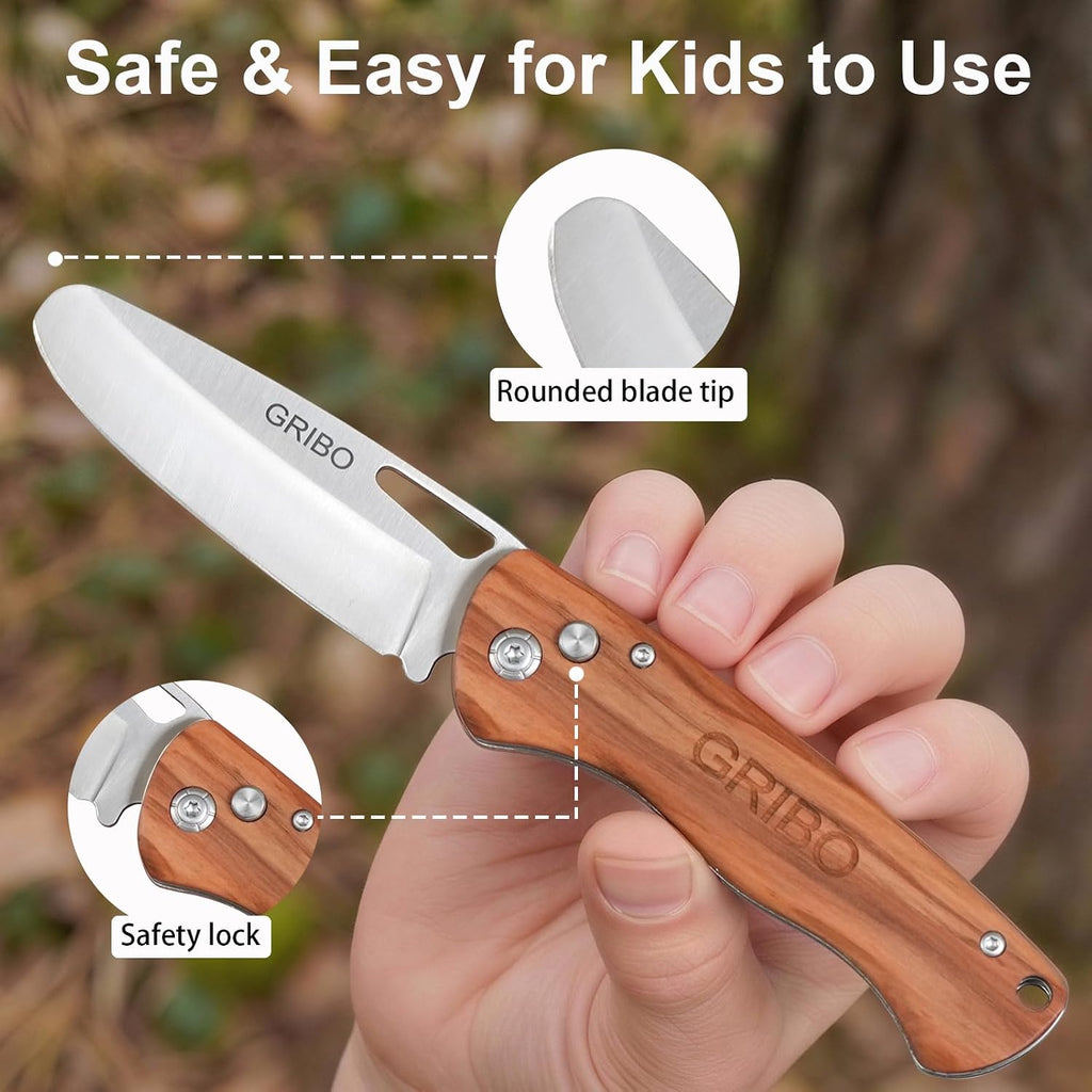 Gribo Kids Pocket Knife, First Folding Knife for Beginners with Safety Lock