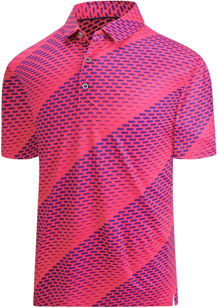 Hodaweisolp Golf Shirts for Men Dry Fit Print Short Sleeve Polo Shirt
