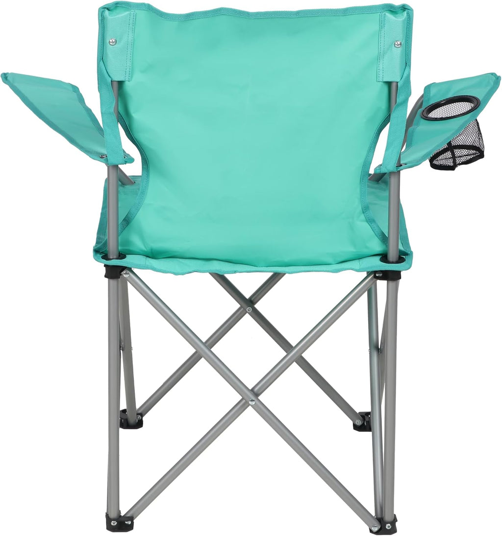 Four-Legged Folding Camping Chair (with Cup Holder), Sea Green
