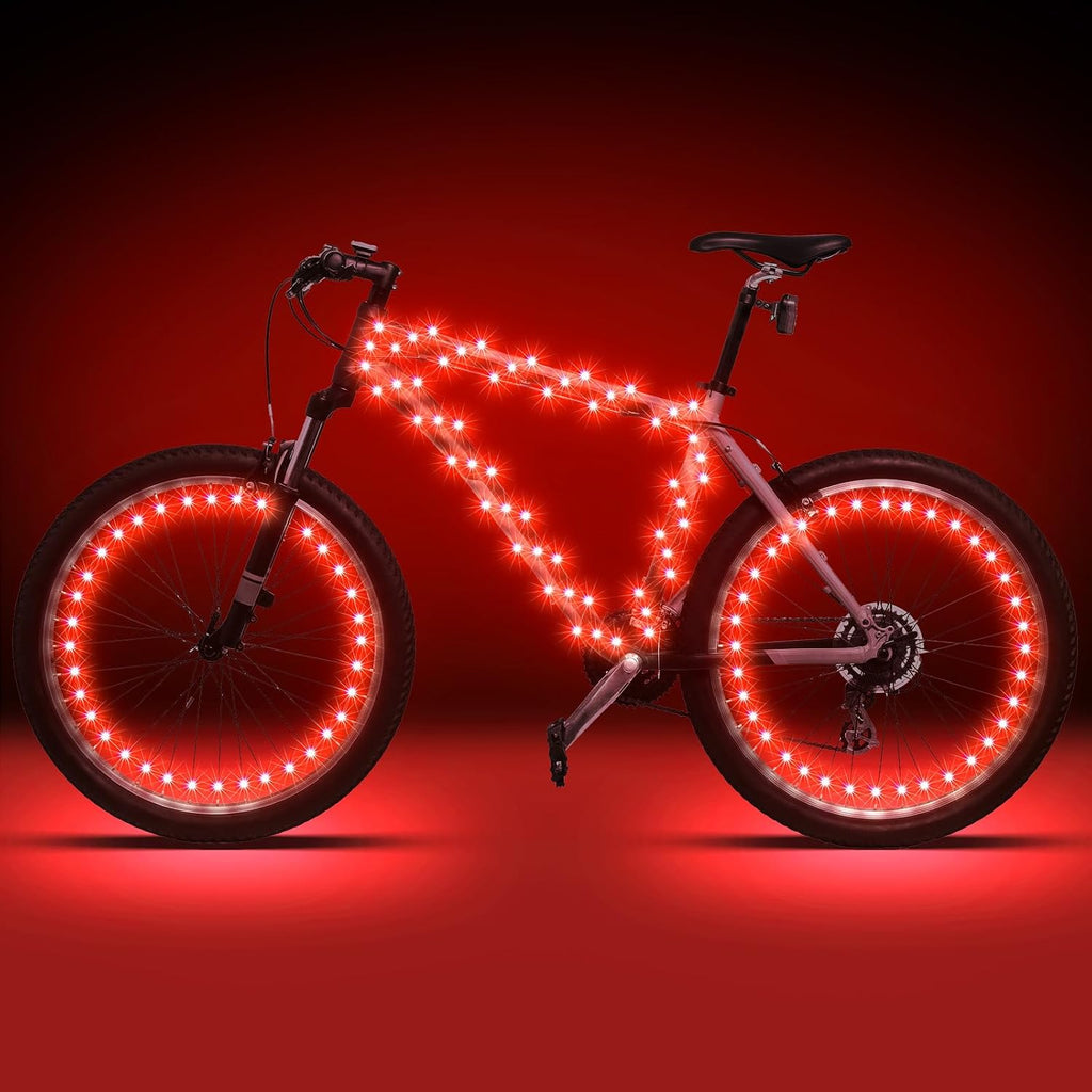 Woanger 3 Pcs LED Bike Lights for Night Riding Bicycle Frame and Wheel Lights Battery Powered Bike Accessories Gifts for Adults Riding at Night