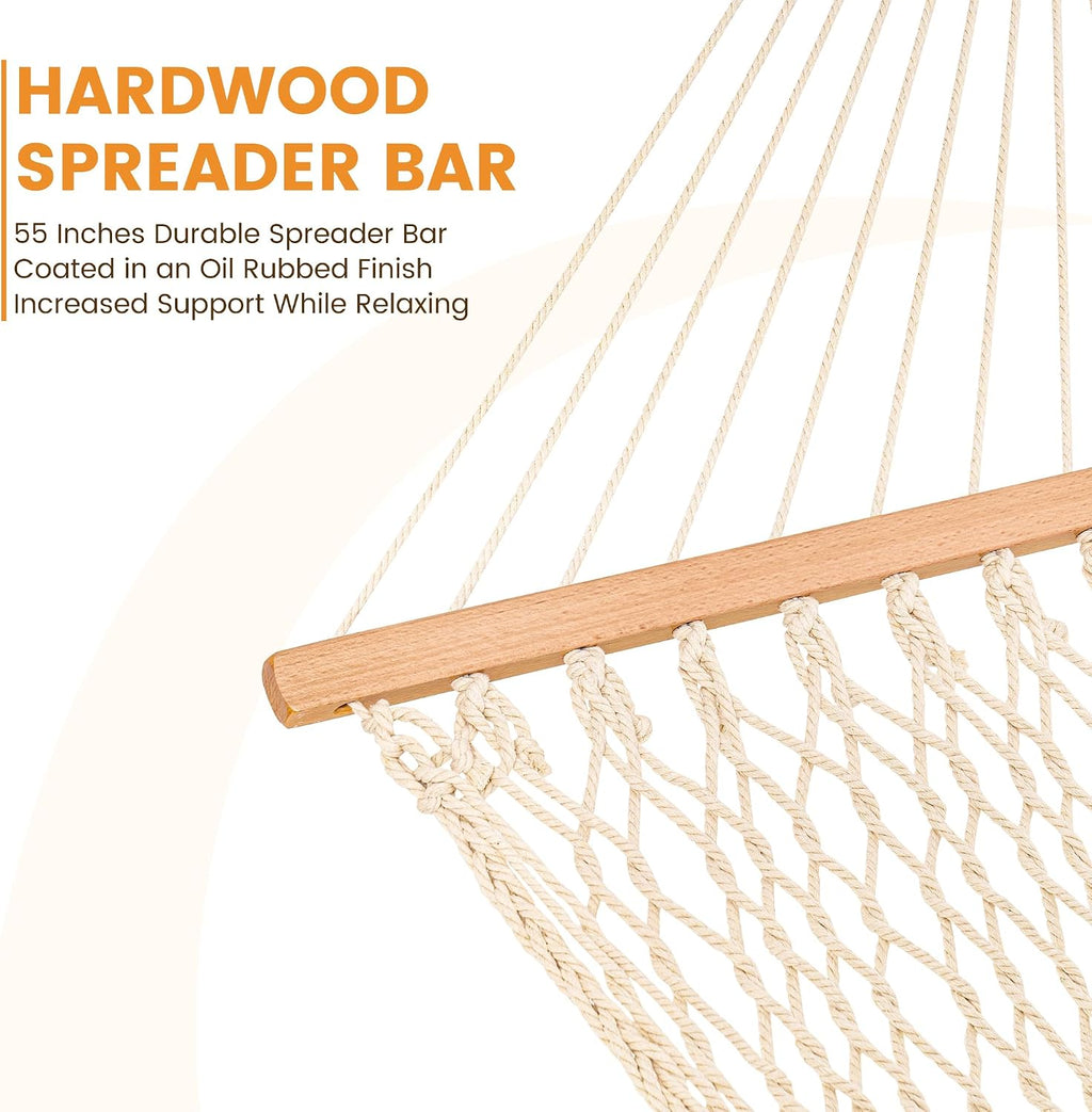 Lazy Daze Double Handwoven Rope Hammock for Outdoor Fits 12-13 Ft Stand