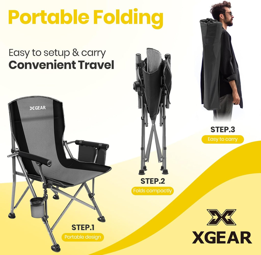 XGEAR Portable Camping Chair for Adutls Outdoor Camp Chairs,Blue