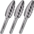 LU&MN SH-5 Tungsten Carbide Burr, 1/2" Head 1/4" Shank, 3 Pcs