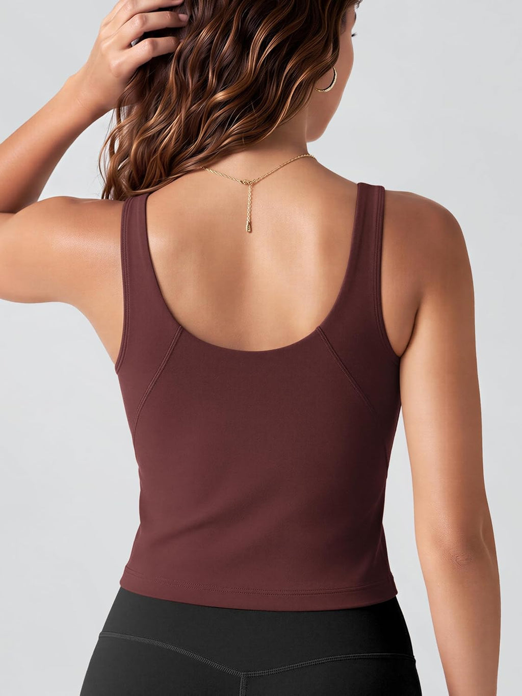 ODODOS Women's Tank Top with Built in Bra - Buttery Soft U Back Light Support Workout Yoga Sports Bra