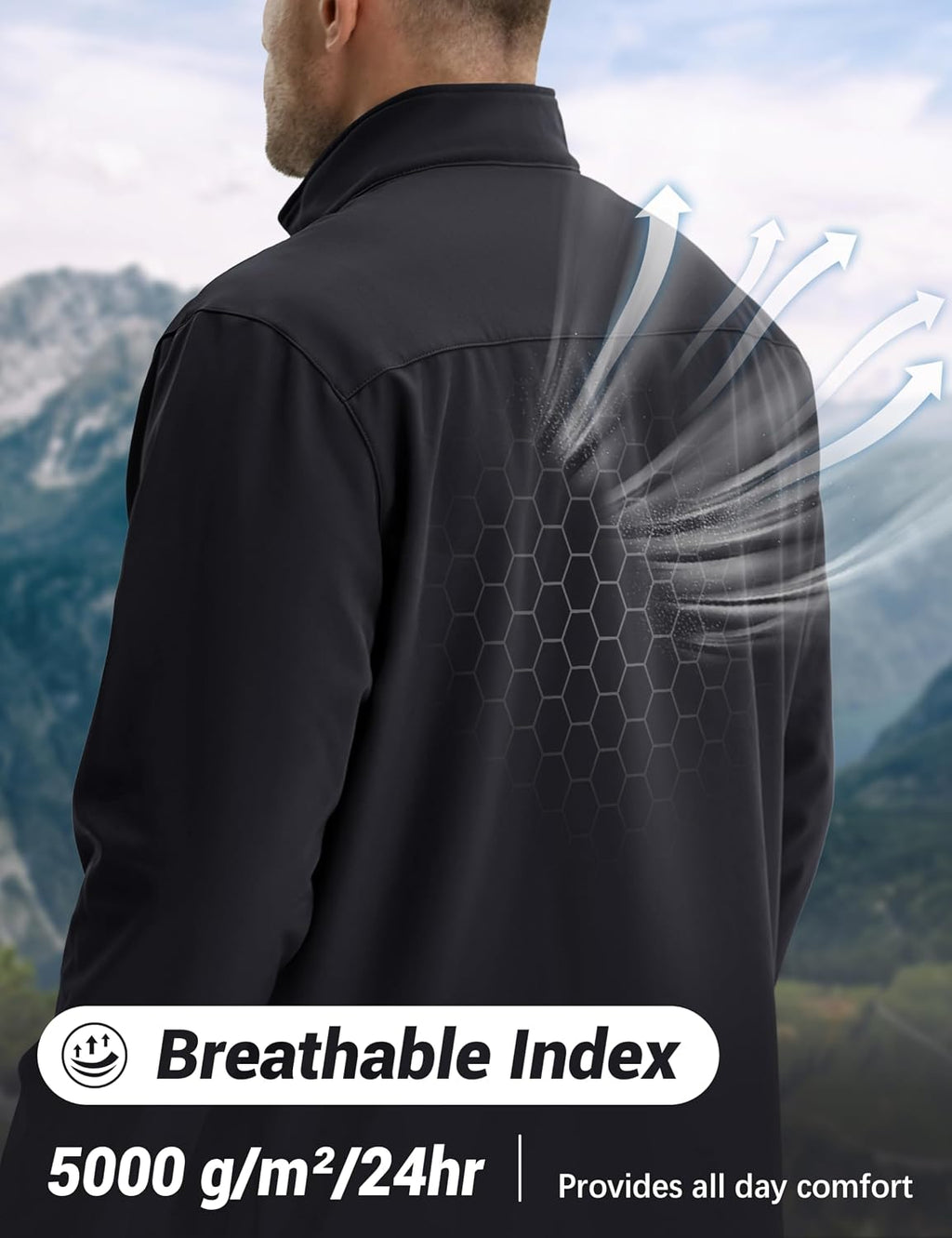 MAGCOMSEN Men's Fleece Lined Softshell Jacket Lightweight Waterproof Windbreaker Zip Up Winter Rain Coat Tactical Hiking