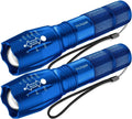Victoper LED Flashlight 2 Pack Blue, Bright Tactical Torch High Lumens 5 Modes, Waterproof Zoomable Flash Light for Outdoor, Birthday Gifts for Men, Dorm Room Hiking Camping Essentials Gear for Guys