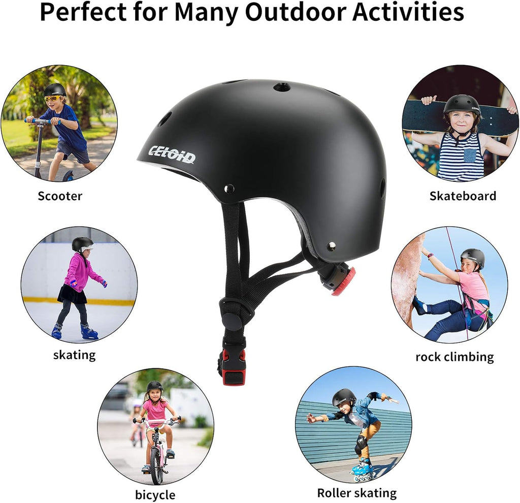Kids Bike Skateboard Helmet Pad Set,Toddler Cyling Protective Gear Knee & Elbow Pads Wrist Guards for 5-8-10-12-14-16 Years Girls Boys Bicycle Scooter Roller Skate Inline Skating Rollerblading