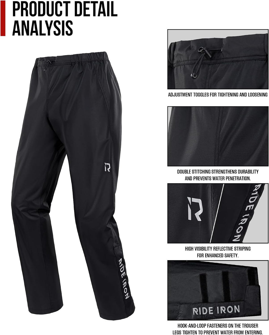 RIDEIRON Motorcycle Rain Gear for Men Women Waterproof Rain Suit Reflective
