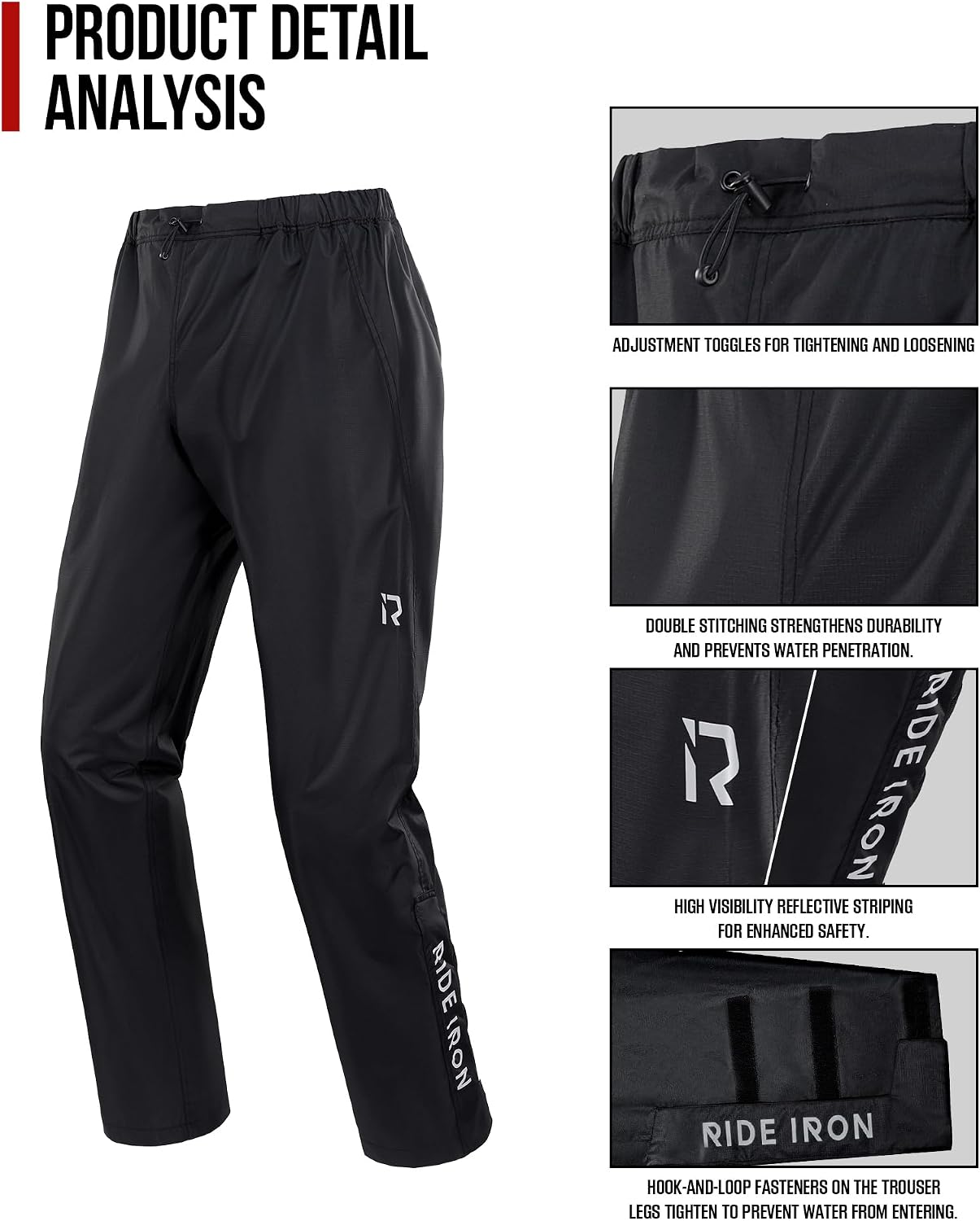 RIDEIRON Motorcycle Rain Gear for Men Women Waterproof Rain Suit Reflective