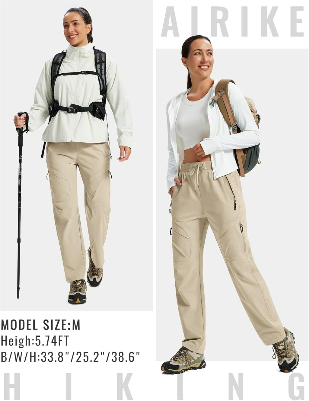 AIRIKE Women's Hiking Cargo Pants Lightweight Quick Dry Joggers Sweatpants Casual Work Travel Outdoor Pant with Pockets