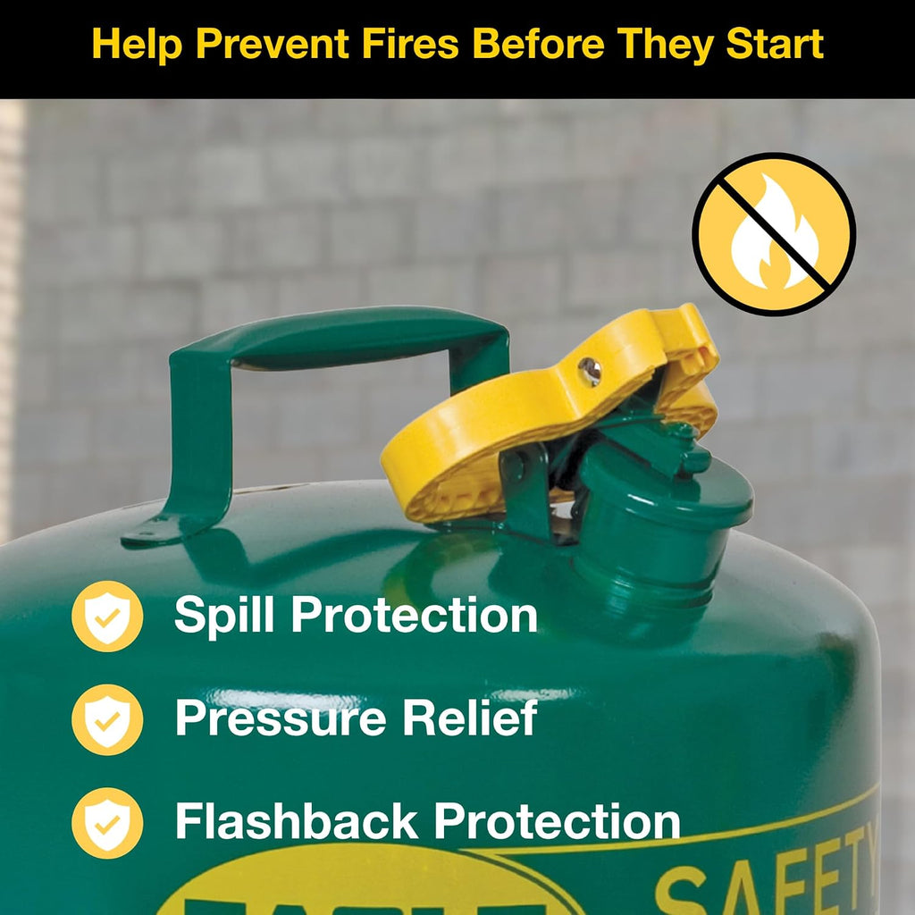 Eagle 5 Gallon Type I Green Safety Gas Can for Oil and Other Combustibles