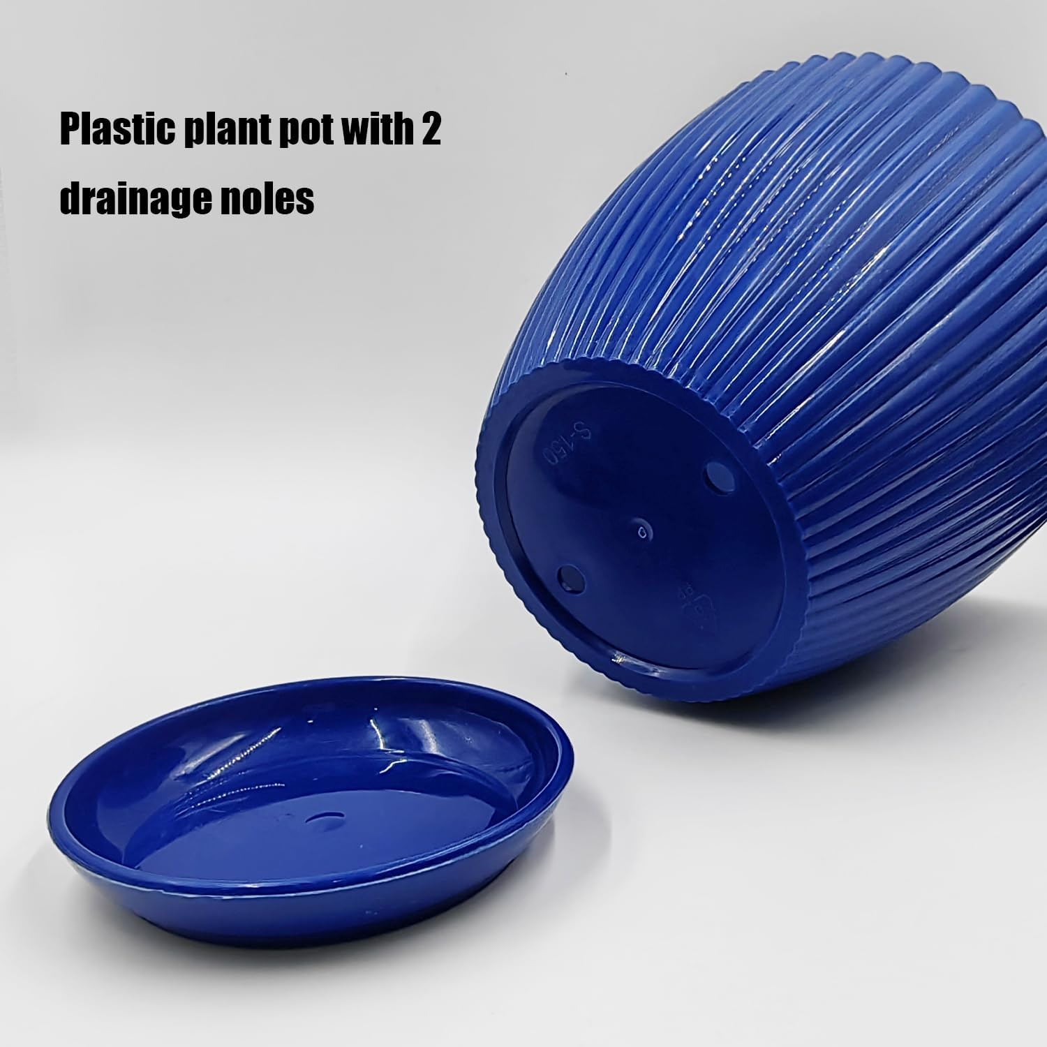 RooTrimmer Multi Size Plant Pots with Saucers & Drain Holes Blue
