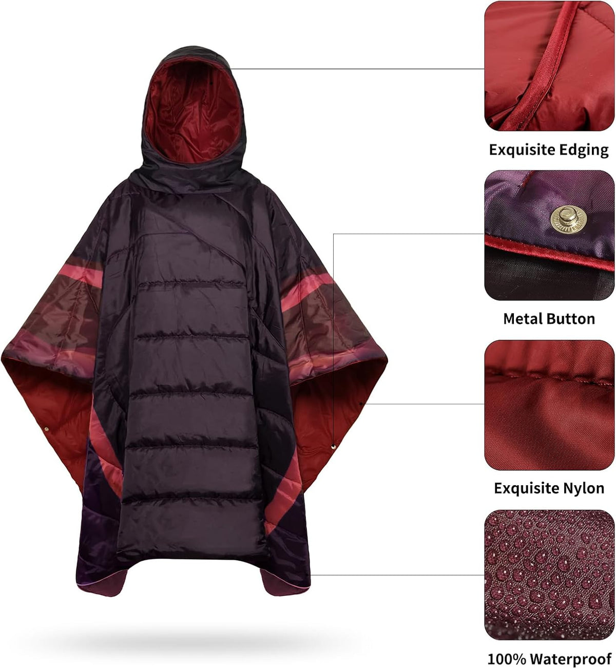 Poncho Blanket Outdoor Wearable Camping Blanket Hoodie Waterproof