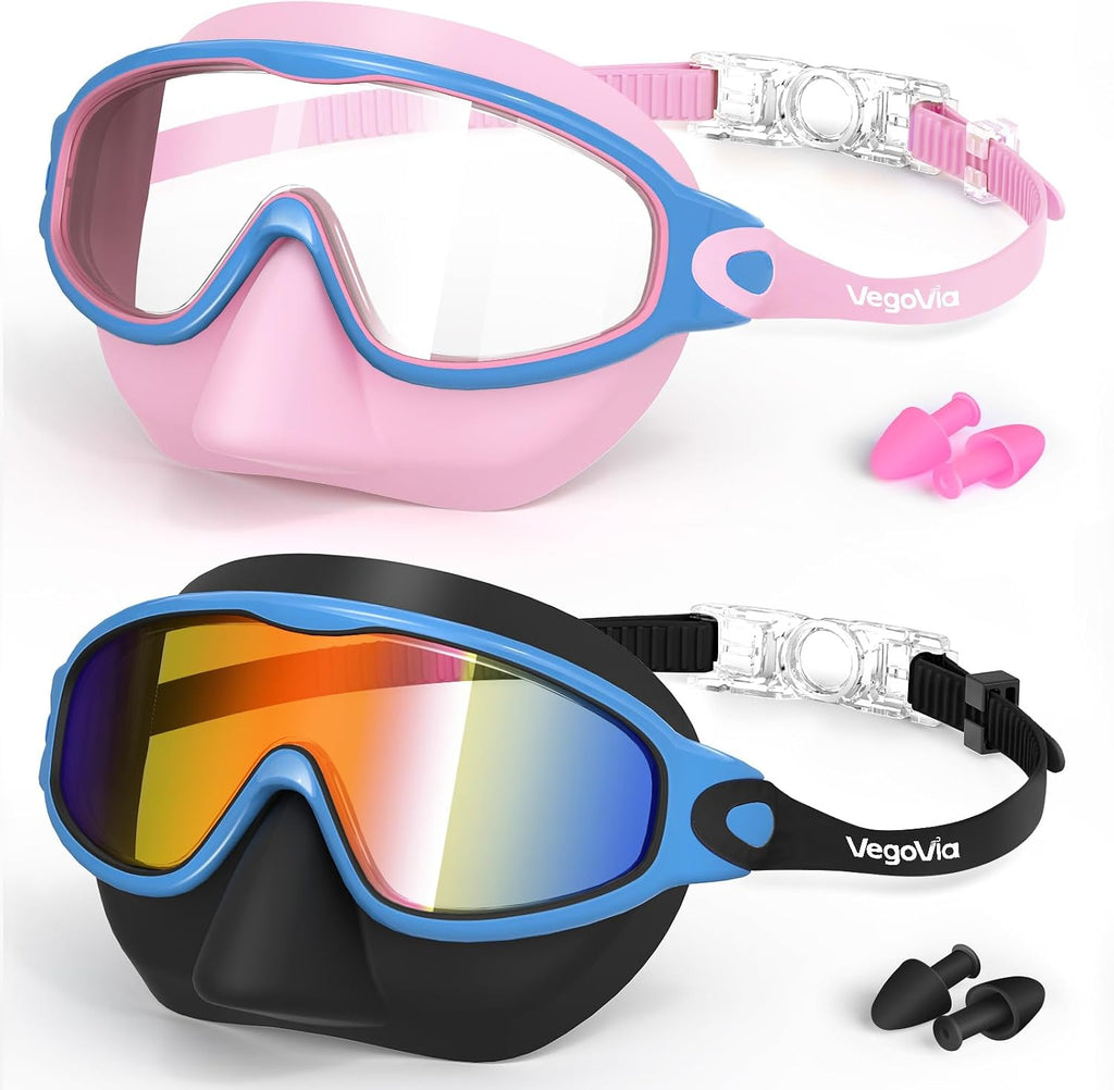 VegoVia 2 Pack Kids Swim Goggles with Nose Cover