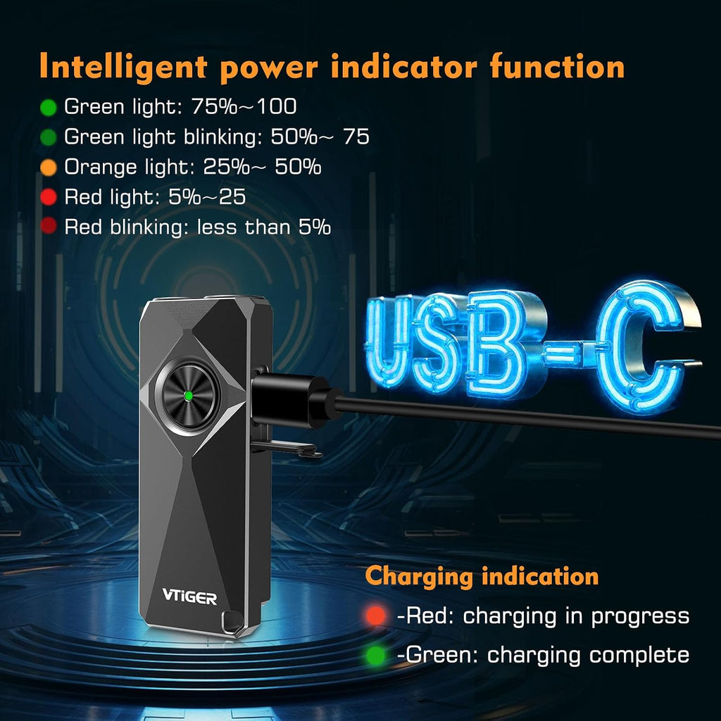 VTIGER K1 800 High Lumens Key Chain Light, Small EDC Rechargeable Keychain Flashlight, Compact LED Tiny Flashlight with Magnetic, Mini Clip-on Pocket Lights for Camping, Emergency, Everyday Carry
