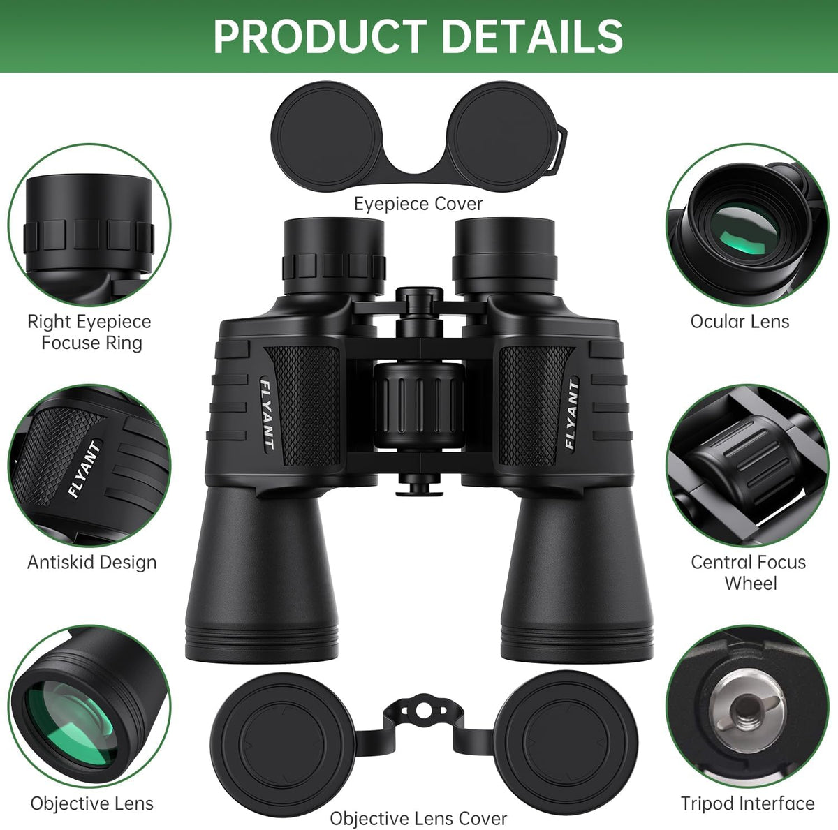 20x50 High Powered Binoculars for Adults, Waterproof Compact Binoculars with Low Light Vision for Bird Watching Hunting Camping Travel Cruise Hiking Sports Stargazing, Christmas Birthday Gifts for Men