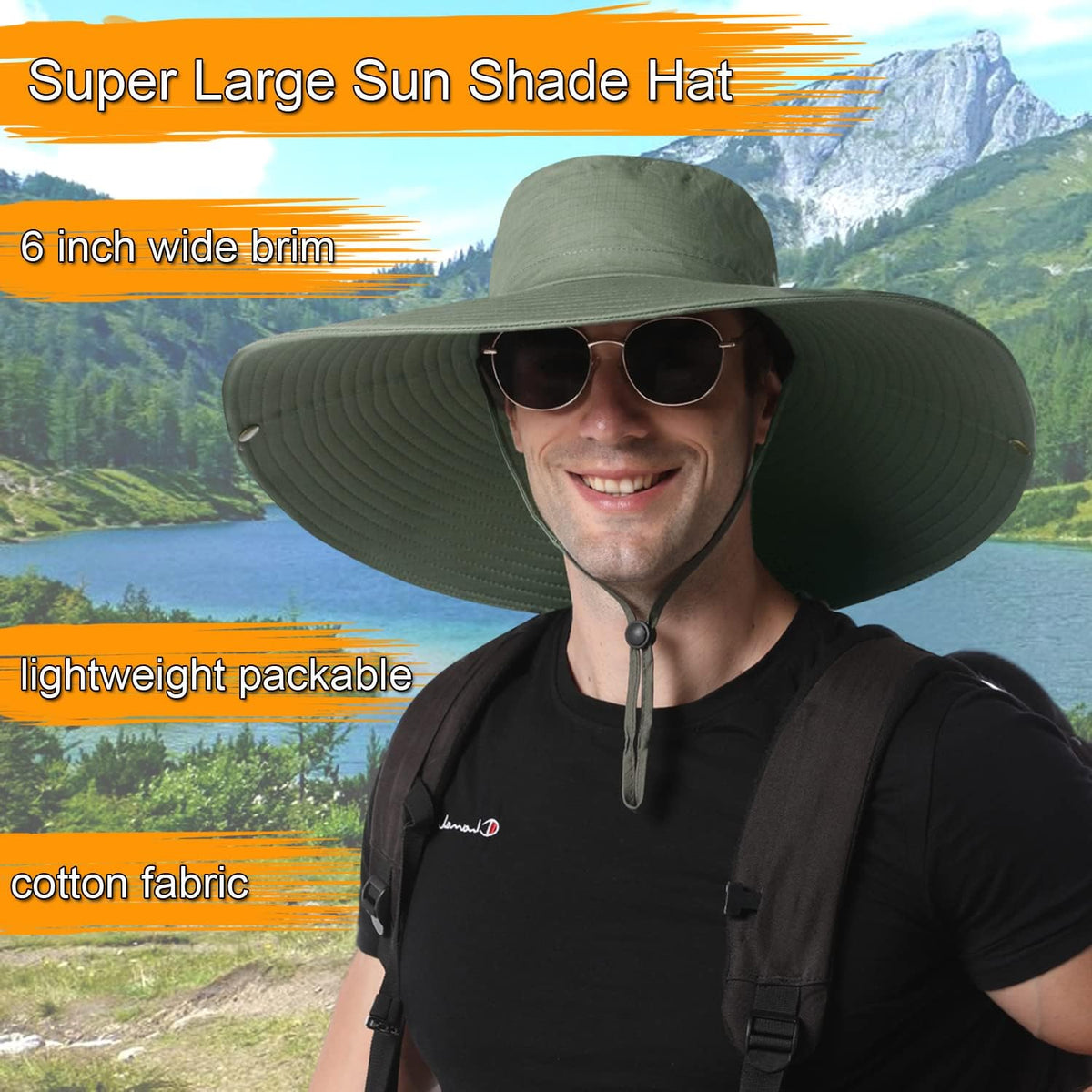 HUAMULAN Men Wide Brim Sun Hat Summer Outdoor Women Bucket Fishing Hats