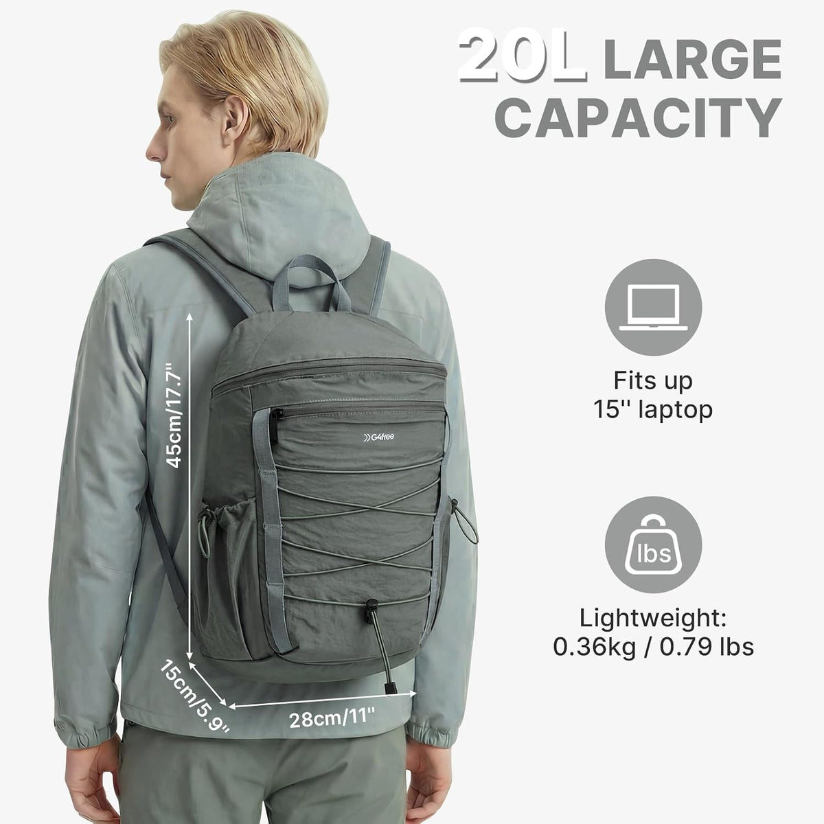 G4Free 20L Hiking Travel Backpack for Women Men