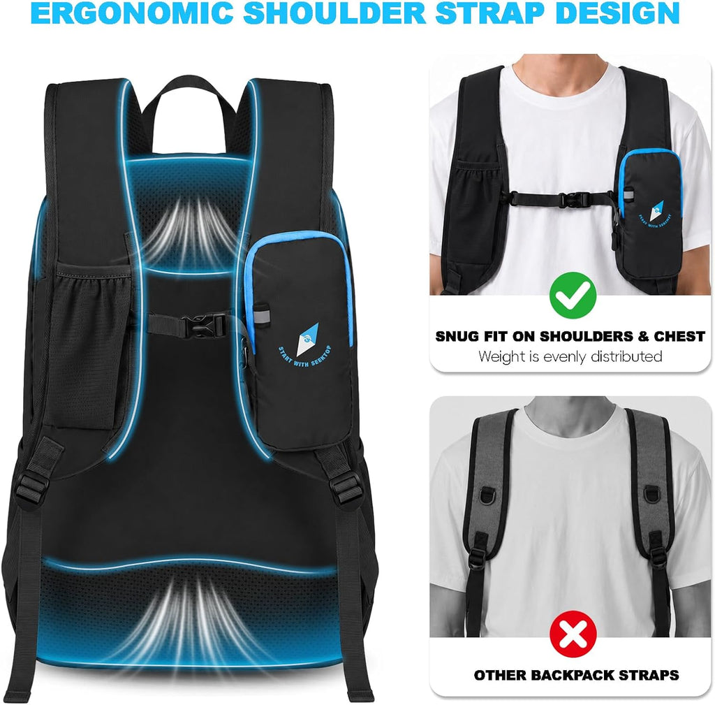 Seektop 15L Foldable Lightweight Hiking Backpack for Men and Women