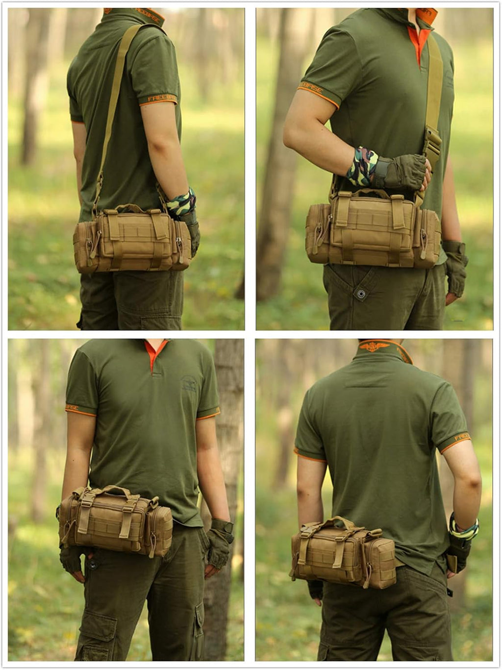 Utility 3P Military Tactical Duffle Waist Bags MOLLE Assault Shoulder Backpack Multifunction EDC Pouches Heavy Duty Fanny Packs (Desert camouflage)