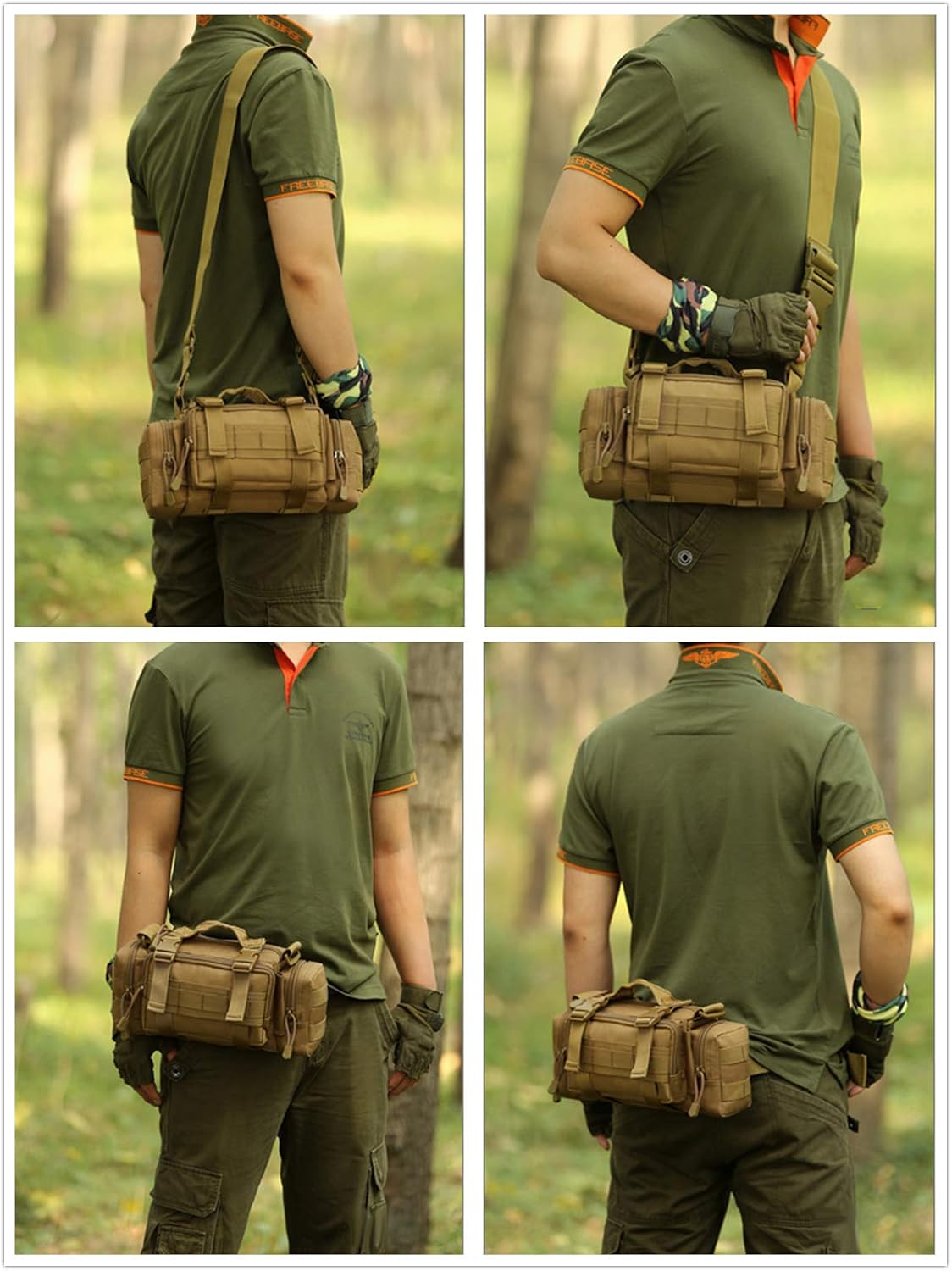 Utility 3P Military Tactical Duffle Waist Bags MOLLE Assault Shoulder Backpack Multifunction EDC Pouches Heavy Duty Fanny Packs (Desert camouflage)