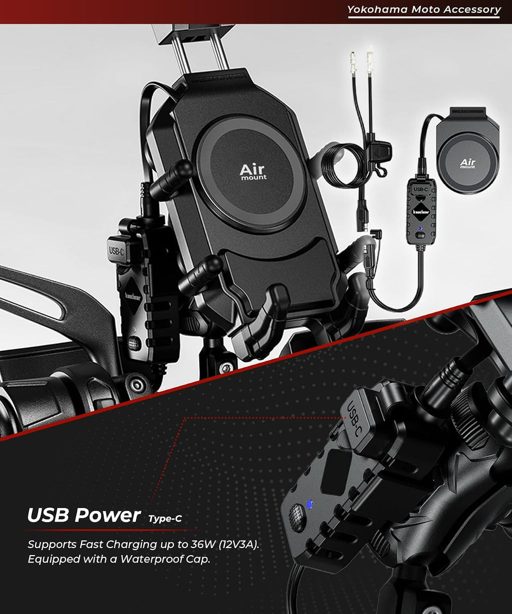 Kaedear Qi Wireless Charging Motorcycle Phone Mount, KDR-M26A