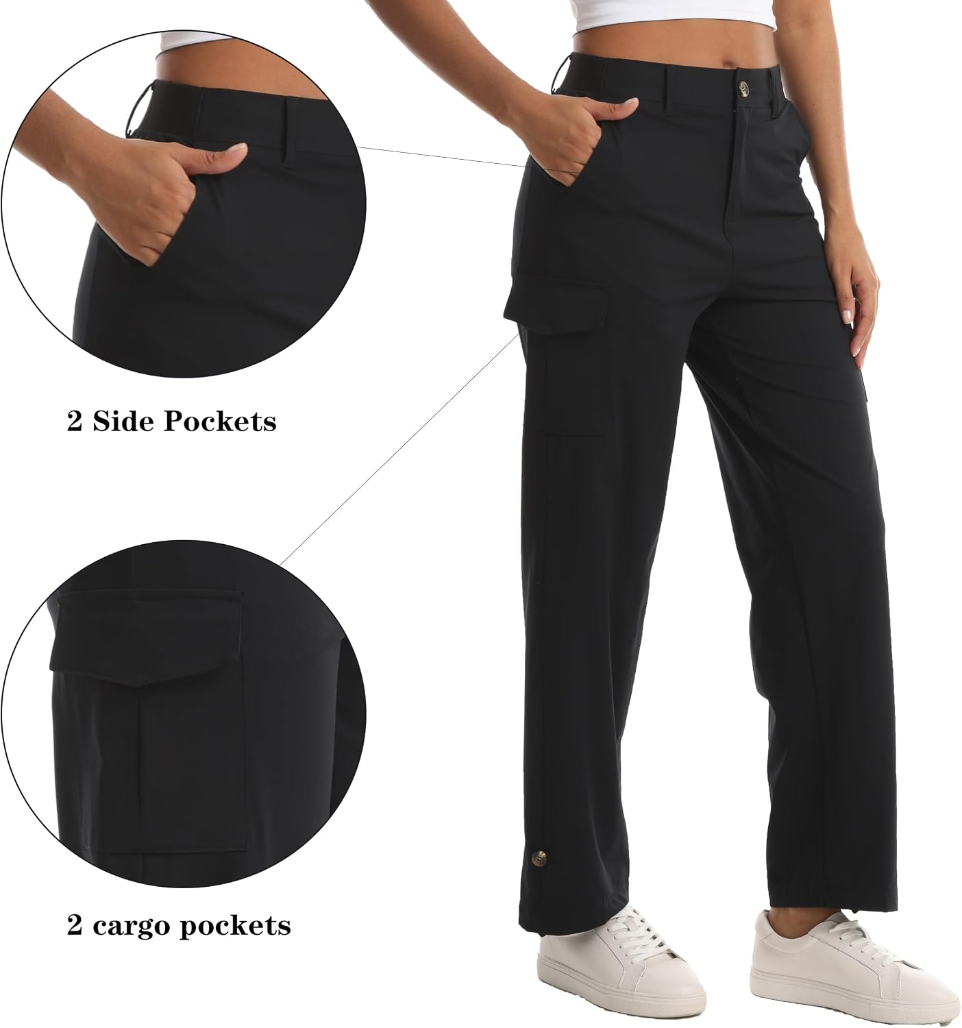 Women's Lightweight Hiking Work Cargo Pants with 5 Pockets Outdoor