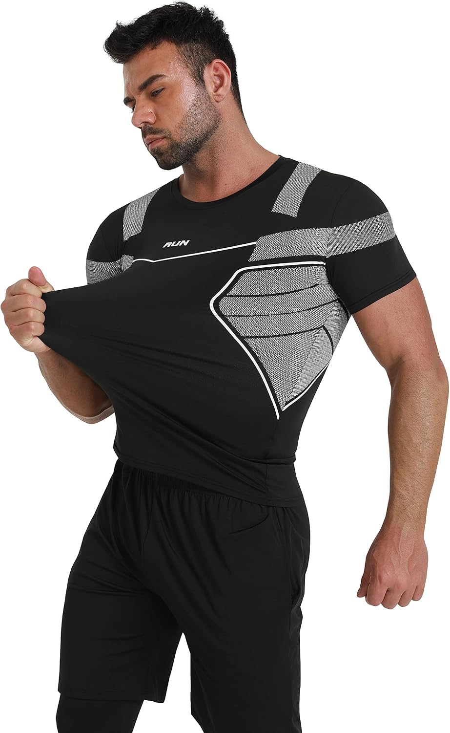 BUYJYA 5Pcs Men's Compression Pants Shirt Top Long Sleeve Jacket Athletic Sets Gym Clothing Mens Workout