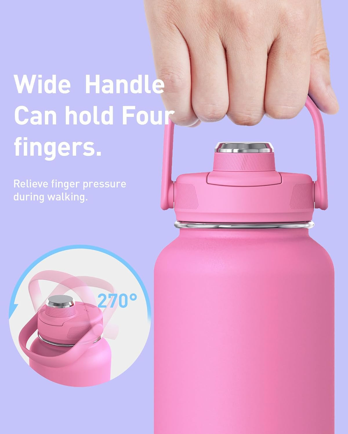 TOURIT 24 oz Insulated Stainless Steel Water Bottle, Pink