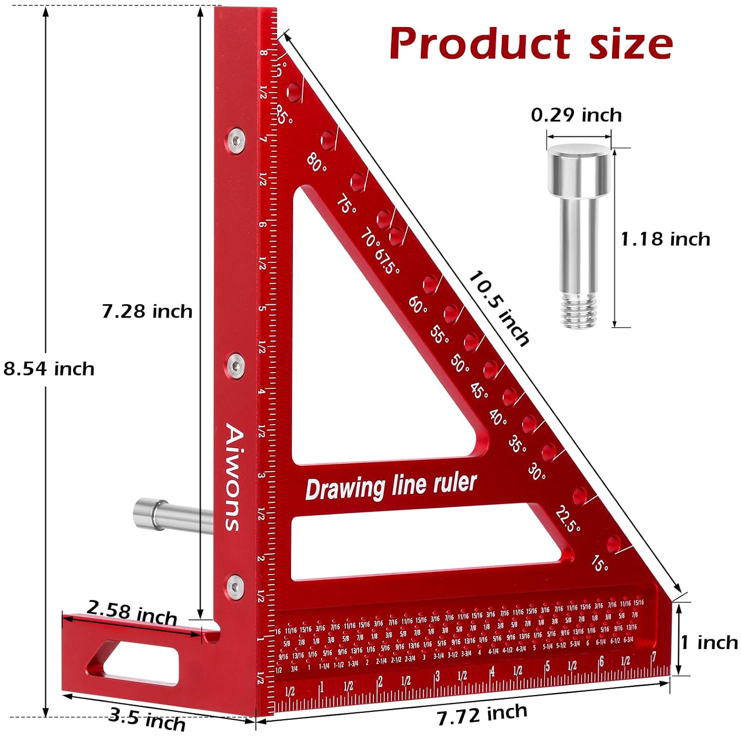 8.5 inch 3D Multi-Angle Measuring Ruler-Large Precision Woodworking